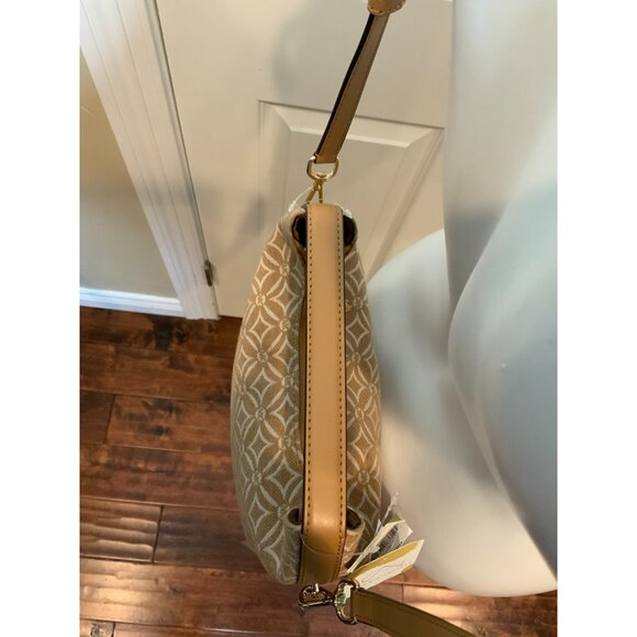 Michael Kors Tan White Logo Embroidered Ember Small Messenger Bag NWT $448 - Picture 5 of 8